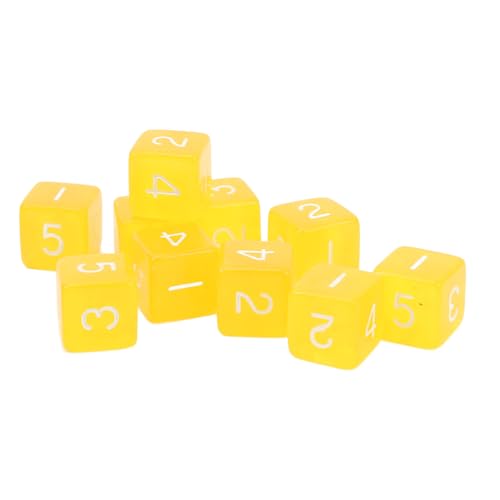 Würfelwürfel, Vielseitig Einsetzbarer, Langlebiger, Kompakter 6-seitiger Kunststoffwürfel für Lernspiele (Yellow) von Pongnas
