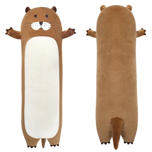 Ponjauk Langes Plüsch-Otter Kuscheltier 85 cm, Riesiges Seeotter Plüschtier, Süßes Otter Plüschtier zum Schlafen und Umarmen, Langer Körper Werfkissen für Kinder von Ponjauk