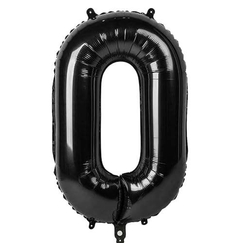 Ponmoo 40 Zoll Foil Luftballon Zahl 0 Schwarz (101cm), Aufblasbares Helium oder Luft, Riesige Folienballons Nummer 0-9, Große Ballons für Hochzeitstag und Geburtstagsparty Ballon Dekoration von Ponmoo