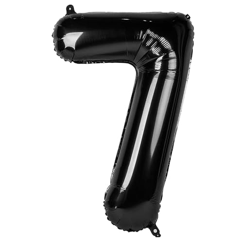 Ponmoo 40 Zoll Foil Luftballon Zahl 7 Schwarz (101cm), Aufblasbares Helium oder Luft, Riesige Folienballons Nummer 0-9, Große Ballons für Hochzeitstag und Geburtstagsparty Ballon Dekoration von Ponmoo