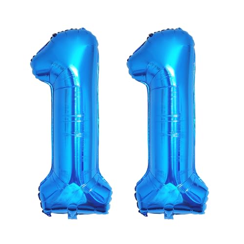 Ponmoo 40 Zoll Foil Luftballons Zahlen 11 Blau (101cm), Aufblasbares Helium oder Luft, Riesige Folienballons Nummer 0-100, Große Ballons für Hochzeitstag und Geburtstagsparty Ballon Dekoration von Ponmoo