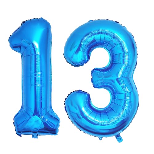 Ponmoo 40 Zoll Foil Luftballons Zahlen 13/31 Blau (101cm), Aufblasbares Helium oder Luft, Riesige Folienballons Nummer 0-100, Große Ballons für Hochzeitstag und Geburtstagsparty Ballon Dekoration von Ponmoo