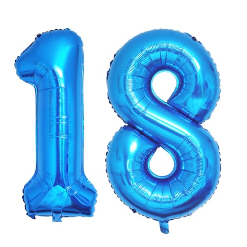 Ponmoo 40 Zoll Foil Luftballons Zahlen 18/81 Blau (101cm), Aufblasbares Helium oder Luft, Riesige Folienballons Nummer 0-100, Große Ballons für Hochzeitstag und Geburtstagsparty Ballon Dekoration von Ponmoo