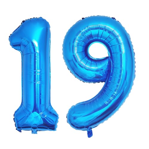 Ponmoo 40 Zoll Foil Luftballons Zahlen 19/91 Blau (101cm), Aufblasbares Helium oder Luft, Riesige Folienballons Nummer 0-100, Große Ballons für Hochzeitstag und Geburtstagsparty Ballon Dekoration von Ponmoo
