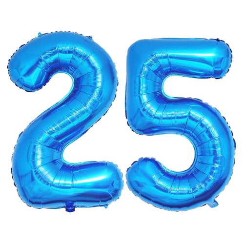 Ponmoo 40 Zoll Foil Luftballons Zahlen 25/52 Blau (101cm), Aufblasbares Helium oder Luft, Riesige Folienballons Nummer 0-100, Große Ballons für Hochzeitstag und Geburtstagsparty Ballon Dekoration von Ponmoo
