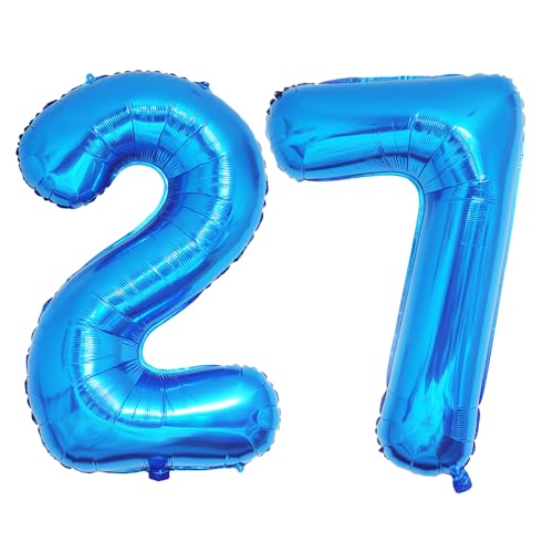 Ponmoo 40 Zoll Foil Luftballons Zahlen 27/72 Blau (101cm), Aufblasbares Helium oder Luft, Riesige Folienballons Nummer 0-100, Große Ballons für Hochzeitstag und Geburtstagsparty Ballon Dekoration von Ponmoo