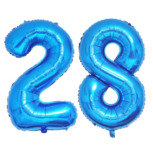 Ponmoo 40 Zoll Foil Luftballons Zahlen 28/82 Blau (101cm), Aufblasbares Helium oder Luft, Riesige Folienballons Nummer 0-100, Große Ballons für Hochzeitstag und Geburtstagsparty Ballon Dekoration von Ponmoo