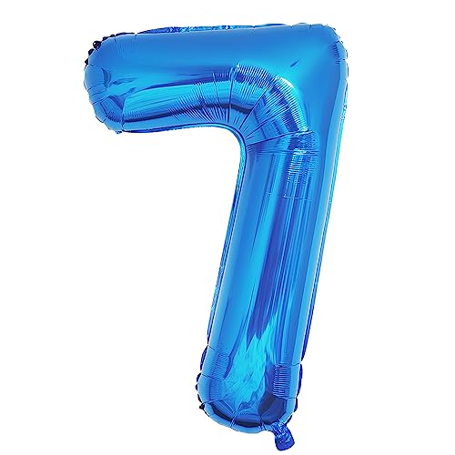 Ponmoo 40 Zoll Foil Luftballon Zahl 7 Blau (101cm), Aufblasbares Helium oder Luft, Riesige Folienballons Nummer 0-100, Große Ballons für Hochzeitstag und Geburtstagsparty Ballon Dekoration von Ponmoo