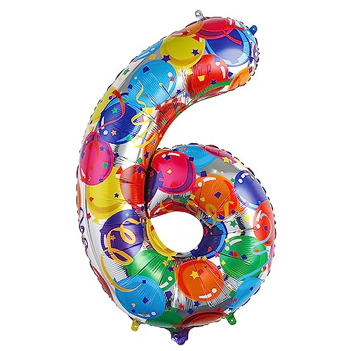 Ponmoo 40 Zoll Foil Luftballon Zahl 6 Mehrfarbig (101cm), Aufblasbares Helium oder Luft, Riesige Folienballons Nummer 0-100, Große Ballones für Hochzeitstag und Geburtstag Party Dekoration Ponmoo 40 Zoll Foil Luftballon Zahl 6 Mehrfarbig (101cm), Aufblasbares Helium oder Luft, Riesige Folienballons Nummer 0-100, Große Ballones für Hochzeitstag und Geburtstag Party Dekoration von Ponmoo