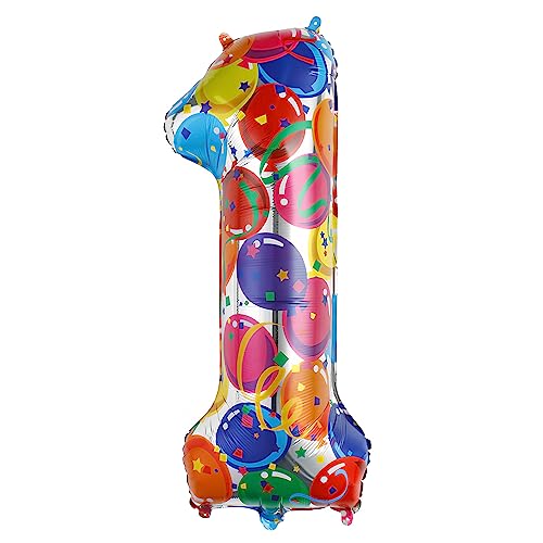 Ponmoo 40 Zoll Foil Luftballon Zahl 1 Mehrfarbig (101cm), Aufblasbares Helium oder Luft, Riesige Folienballons Nummer 0-100, Große Ballones für Hochzeitstag und Geburtstag Party Dekoration Ponmoo 40 Zoll Foil Luftballon Zahl 1 Mehrfarbig (101cm), Aufblasbares Helium oder Luft, Riesige Folienballons Nummer 0-100, Große Ballones für Hochzeitstag und Geburtstag Party Dekoration von Ponmoo