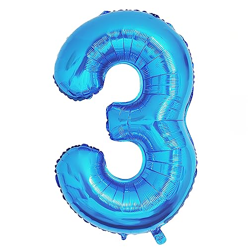 Ponmoo 40 Zoll Foil Luftballon Zahl 3 Blau (101cm), Aufblasbares Helium oder Luft, Riesige Folienballons Nummer 0-100, Große Ballons für Hochzeitstag und Geburtstagsparty Ballon Dekoration Ponmoo 40 Zoll Foil Luftballon Zahl 3 Blau (101cm), Aufblasbares Helium oder Luft, Riesige Folienballons Nummer 0-100, Große Ballons für Hochzeitstag und Geburtstagsparty Ballon Dekoration von Ponmoo
