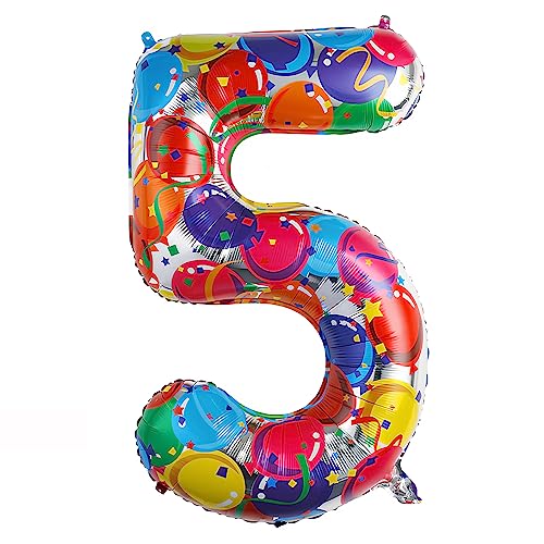 Ponmoo 40 Zoll Foil Luftballon Zahl 5 Mehrfarbig (101cm), Aufblasbares Helium oder Luft, Riesige Folienballons Nummer 0-100, Große Ballones für Hochzeitstag und Geburtstag Party Dekoration Ponmoo 40 Zoll Foil Luftballon Zahl 5 Mehrfarbig (101cm), Aufblasbares Helium oder Luft, Riesige Folienballons Nummer 0-100, Große Ballones für Hochzeitstag und Geburtstag Party Dekoration von Ponmoo