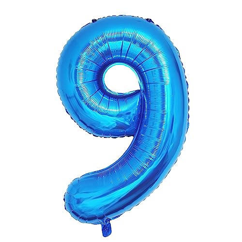 Ponmoo 40 Zoll Foil Luftballon Zahl 9 Blau (101cm), Aufblasbares Helium oder Luft, Riesige Folienballons Nummer 0-100, Große Ballons für Hochzeitstag und Geburtstagsparty Ballon Dekoration Ponmoo 40 Zoll Foil Luftballon Zahl 9 Blau (101cm), Aufblasbares Helium oder Luft, Riesige Folienballons Nummer 0-100, Große Ballons für Hochzeitstag und Geburtstagsparty Ballon Dekoration von Ponmoo