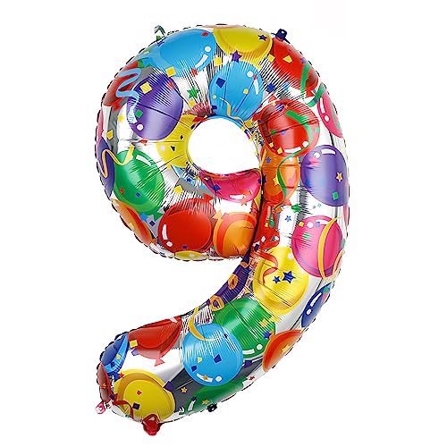 Ponmoo 40 Zoll Foil Luftballon Zahl 9 Mehrfarbig (101cm), Aufblasbares Helium oder Luft, Riesige Folienballons Nummer 0-100, Große Ballones für Hochzeitstag und Geburtstag Party Dekoration Ponmoo 40 Zoll Foil Luftballon Zahl 9 Mehrfarbig (101cm), Aufblasbares Helium oder Luft, Riesige Folienballons Nummer 0-100, Große Ballones für Hochzeitstag und Geburtstag Party Dekoration von Ponmoo