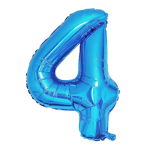 Ponmoo 40 Zoll Foil Luftballon Zahl 4 Blau (101cm), Aufblasbares Helium oder Luft, Riesige Folienballons Nummer 0-100, Große Ballons für Hochzeitstag und Geburtstagsparty Ballon Dekoration Ponmoo 40 Zoll Foil Luftballon Zahl 4 Blau (101cm), Aufblasbares Helium oder Luft, Riesige Folienballons Nummer 0-100, Große Ballons für Hochzeitstag und Geburtstagsparty Ballon Dekoration von Ponmoo