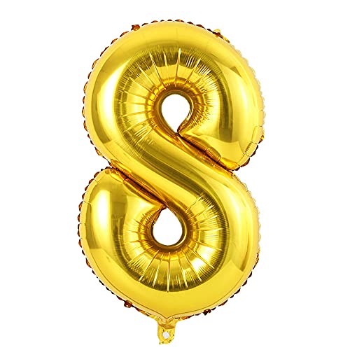 Ponmoo Golden 8 Luftballon Zahlen 8 Riesige Folienballon Zahl Geburtstagsdeko von Ponmoo