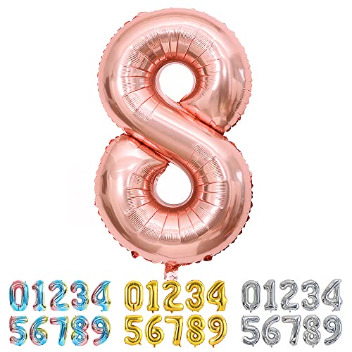 Ponmoo Luftballon Zahl 8 Rosegold, Riesen Nummer 0 1 2 3 4 5 6 7 8 9 10-19 20-29 30-39 40 50 60 70 80 90 100, groß Folienballons für Hochzeit Jubiläum, Geburtstagsballons Party Dekoration Ponmoo Luftballon Zahl 8 Rosegold, Riesen Nummer 0 1 2 3 4 5 6 7 8 9 10-19 20-29 30-39 40 50 60 70 80 90 100, groß Folienballons für Hochzeit Jubiläum, Geburtstagsballons Party Dekoration von Ponmoo