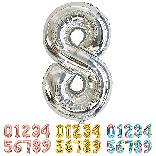 Ponmoo Luftballon Zahl 8 Silber, Riesen Nummer 0 1 2 3 4 5 6 7 8 9 10-19 20-29 30-39 40 50 60 70 80 90 100, groß Folienballons für Hochzeit Jubiläum, Geburtstagsballons Party Dekoration Ponmoo Luftballon Zahl 8 Silber, Riesen Nummer 0 1 2 3 4 5 6 7 8 9 10-19 20-29 30-39 40 50 60 70 80 90 100, groß Folienballons für Hochzeit Jubiläum, Geburtstagsballons Party Dekoration von Ponmoo