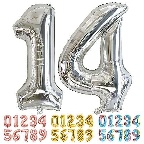 Ponmoo Luftballons Zahlen 14/41 Silber, Riesen Nummer 0 1 2 3 4 5 6 7 8 9 10-19 20-29 30-39 40 50 60 70 80 90 100, groß Folienballons für Hochzeit Jubiläum, Geburtstagsballons Party Dekoration Ponmoo Luftballons Zahlen 14/41 Silber, Riesen Nummer 0 1 2 3 4 5 6 7 8 9 10-19 20-29 30-39 40 50 60 70 80 90 100, groß Folienballons für Hochzeit Jubiläum, Geburtstagsballons Party Dekoration von Ponmoo