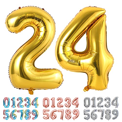 Ponmoo Luftballons Zahlen 24/42 Gold, Riesen Nummer 0 1 2 3 4 5 6 7 8 9 10-19 20-29 30-39 40 50 60 70 80 90 100, groß Folienballons für Hochzeit Jubiläum, Geburtstagsballons Party Dekoration Ponmoo Luftballons Zahlen 24/42 Gold, Riesen Nummer 0 1 2 3 4 5 6 7 8 9 10-19 20-29 30-39 40 50 60 70 80 90 100, groß Folienballons für Hochzeit Jubiläum, Geburtstagsballons Party Dekoration von Ponmoo