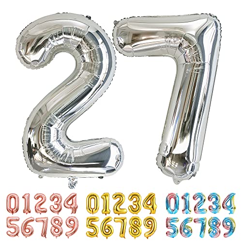 Ponmoo Luftballons Zahlen 27/72 Silber, Riesen Nummer 0 1 2 3 4 5 6 7 8 9 10-19 20-29 30-39 40 50 60 70 80 90 100, groß Folienballons für Hochzeit Jubiläum, Geburtstagsballons Party Dekoration Ponmoo Luftballons Zahlen 27/72 Silber, Riesen Nummer 0 1 2 3 4 5 6 7 8 9 10-19 20-29 30-39 40 50 60 70 80 90 100, groß Folienballons für Hochzeit Jubiläum, Geburtstagsballons Party Dekoration von Ponmoo