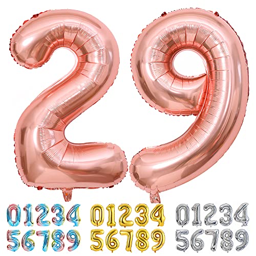Ponmoo Luftballons Zahlen 29/92 Rosegold, Riesen Nummer 0 1 2 3 4 5 6 7 8 9 10-19 20-29 30-39 40 50 60 70 80 90 100, groß Folienballons für Hochzeit Jubiläum, Geburtstagsballons Party Dekoration von Ponmoo