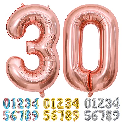 Ponmoo Luftballons Zahlen 30 Rosegold, Riesen Nummer 0 1 2 3 4 5 6 7 8 9 10-19 20-29 30-39 40 50 60 70 80 90 100, groß Folienballons für Hochzeit Jubiläum, Geburtstagsballons Party Dekoration Ponmoo Luftballons Zahlen 30 Rosegold, Riesen Nummer 0 1 2 3 4 5 6 7 8 9 10-19 20-29 30-39 40 50 60 70 80 90 100, groß Folienballons für Hochzeit Jubiläum, Geburtstagsballons Party Dekoration von Ponmoo