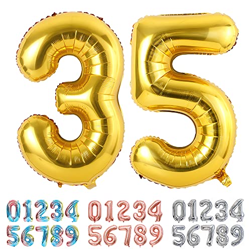 Ponmoo Luftballons Zahlen 35/53 Gold, Riesen Nummer 0 1 2 3 4 5 6 7 8 9 10-19 20-29 30-39 40 50 60 70 80 90 100, groß Folienballons für Hochzeit Jubiläum, Geburtstagsballons Party Dekoration Ponmoo Luftballons Zahlen 35/53 Gold, Riesen Nummer 0 1 2 3 4 5 6 7 8 9 10-19 20-29 30-39 40 50 60 70 80 90 100, groß Folienballons für Hochzeit Jubiläum, Geburtstagsballons Party Dekoration von Ponmoo
