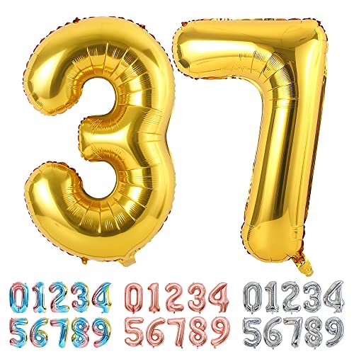 Ponmoo Luftballons Zahlen 37/73 Gold, Riesen Nummer 0 1 2 3 4 5 6 7 8 9 10-19 20-29 30-39 40 50 60 70 80 90 100, groß Folienballons für Hochzeit Jubiläum, Geburtstagsballons Party Dekoration Ponmoo Luftballons Zahlen 37/73 Gold, Riesen Nummer 0 1 2 3 4 5 6 7 8 9 10-19 20-29 30-39 40 50 60 70 80 90 100, groß Folienballons für Hochzeit Jubiläum, Geburtstagsballons Party Dekoration von Ponmoo