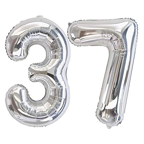 Ponmoo Luftballons Zahlen 37/73 Silber, Riesen Nummer 0 1 2 3 4 5 6 7 8 9 10-19 20-29 30-39 40 50 60 70 80 90 100, groß Folienballons für Hochzeit Jubiläum, Geburtstagsballons Party Dekoration Ponmoo Luftballons Zahlen 37/73 Silber, Riesen Nummer 0 1 2 3 4 5 6 7 8 9 10-19 20-29 30-39 40 50 60 70 80 90 100, groß Folienballons für Hochzeit Jubiläum, Geburtstagsballons Party Dekoration von Ponmoo