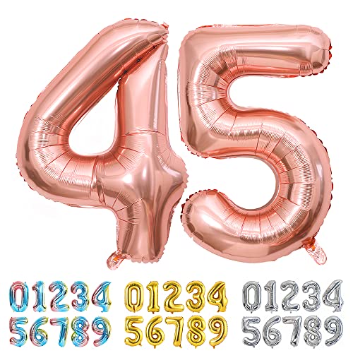 Ponmoo Luftballons Zahlen 45/54 Rosegold, Riesen Nummer 0 1 2 3 4 5 6 7 8 9 10-19 20-29 30-39 40 50 60 70 80 90 100, groß Folienballons für Hochzeit Jubiläum, Geburtstagsballons Party Dekoration Ponmoo Luftballons Zahlen 45/54 Rosegold, Riesen Nummer 0 1 2 3 4 5 6 7 8 9 10-19 20-29 30-39 40 50 60 70 80 90 100, groß Folienballons für Hochzeit Jubiläum, Geburtstagsballons Party Dekoration von Ponmoo