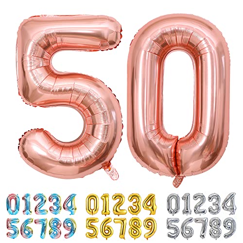 Ponmoo Luftballons Zahlen 50 Rosegold, Riesen Nummer 0 1 2 3 4 5 6 7 8 9 10-19 20-29 30-39 40 50 60 70 80 90 100, groß Folienballons für Hochzeit Jubiläum, Geburtstagsballons Party Dekoration Ponmoo Luftballons Zahlen 50 Rosegold, Riesen Nummer 0 1 2 3 4 5 6 7 8 9 10-19 20-29 30-39 40 50 60 70 80 90 100, groß Folienballons für Hochzeit Jubiläum, Geburtstagsballons Party Dekoration von Ponmoo