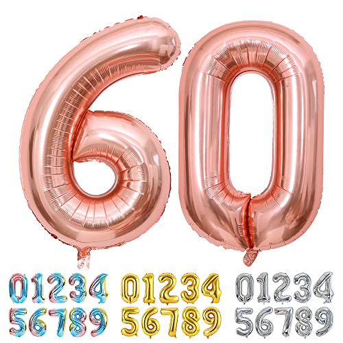 Ponmoo Luftballons Zahlen 60 Rosegold, Riesen Nummer 0 1 2 3 4 5 6 7 8 9 10-19 20-29 30-39 40 50 60 70 80 90 100, groß Folienballons für Hochzeit Jubiläum, Geburtstagsballons Party Dekoration Ponmoo Luftballons Zahlen 60 Rosegold, Riesen Nummer 0 1 2 3 4 5 6 7 8 9 10-19 20-29 30-39 40 50 60 70 80 90 100, groß Folienballons für Hochzeit Jubiläum, Geburtstagsballons Party Dekoration von Ponmoo