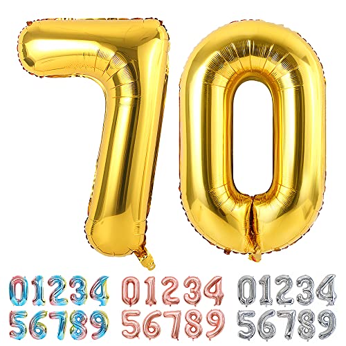 Ponmoo Luftballons Zahlen 70 Gold, Riesen Nummer 0 1 2 3 4 5 6 7 8 9 10-19 20-29 30-39 40 50 60 70 80 90 100, groß Folienballons für Hochzeit Jubiläum, Geburtstagsballons Party Dekoration Ponmoo Luftballons Zahlen 70 Gold, Riesen Nummer 0 1 2 3 4 5 6 7 8 9 10-19 20-29 30-39 40 50 60 70 80 90 100, groß Folienballons für Hochzeit Jubiläum, Geburtstagsballons Party Dekoration von Ponmoo