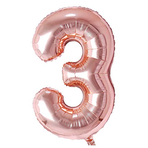 Ponmoo Rosegold 3 Luftballon Zahlen 3 Riesige Folienballon Zahl Geburtstagsdeko von Ponmoo