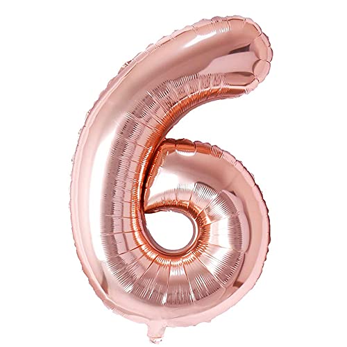 Ponmoo Rosegold 6 Luftballon Zahlen 6 Riesige Folienballon Zahl Geburtstagsdeko von Ponmoo