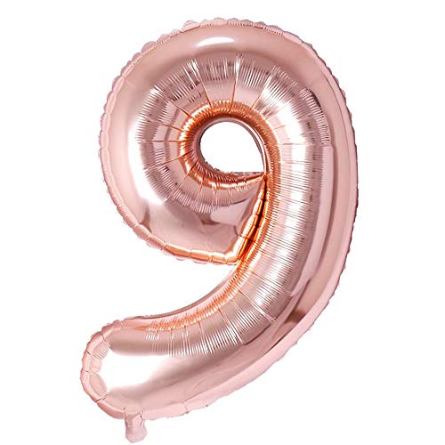 Ponmoo Rosegold 9 Luftballon Zahlen 9 Riesige Folienballon Zahl Geburtstagsdeko von Ponmoo