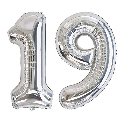 Ponmoo - Zahlenballon 19 - Silber - 86cm (aufgeblasen) Ponmoo - Zahlenballon 19 - Silber - 86cm (aufgeblasen) von Ponmoo