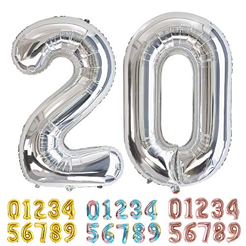 Ponmoo - Zahlenballon - 20 - Silber - 86 cm (aufgeblasen) von Ponmoo