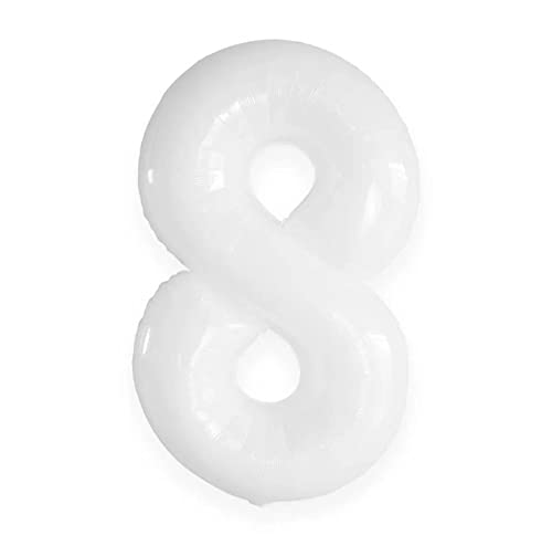 Ponmoo Weiß 8 Luftballon Zahlen 8 Riesige Folienballon Zahl Geburtstagsdeko von Ponmoo