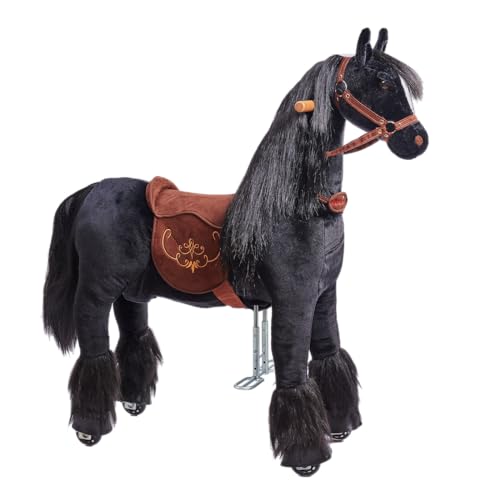 Ponnie - Ebony, Kinder Reitpferd, 5-12 Jahre, M, Mechanical Pferd auf Rollen, geeignet für Kinder ab 5 Jahren (Gewichtsanforderung: min. 18 kg bis max. 50 kg) von Ponnie