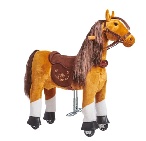 Ponnie Reitpferd mit Rollen Fancy S (3-6 Jahre), Spielpferd zum Reiten mit Abnehmbarer Braun Sattel und Halfter mit Zaumzeug, Kämmbare Mähne und Schwanz, Plüschpferd zum Reiten für Kinder Ponnie Reitpferd mit Rollen Fancy S (3-6 Jahre), Spielpferd zum Reiten mit Abnehmbarer Braun Sattel und Halfter mit Zaumzeug, Kämmbare Mähne und Schwanz, Plüschpferd zum Reiten für Kinder von Ponnie