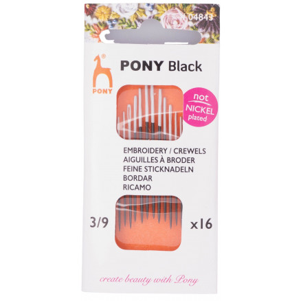 Pony Black Sticknadeln Gr. 3/9 - 16 Stk von Pony