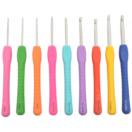 Pony Easy Grip Häkelhaken Set Aluminium 14cm 2-6 mm 9 Größen von Pony