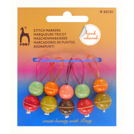 Pony perlenbesetzte Maschenmarkierer Holz Farbenmix - 5 Stk von Pony
