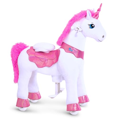 PonyCycle Essentiell Modell E Laufendes Einhorn mit Bremse (Rosa/Größe 4 für Alter 4-8), Schaukelpferde-Reitpferd, Einhorn-Spielzeug - E412 von PonyCycle