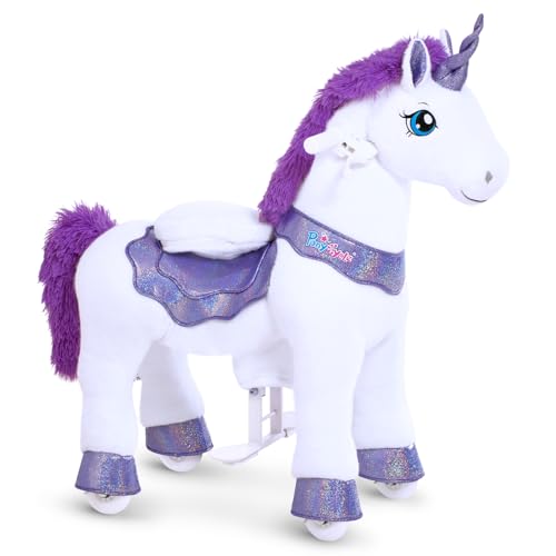 PonyCycle Essentiell Modell E Reiteinhorn auf Rollen, Einhorn Spielzeug (mit Bremse/Größe 3 für 3-5 Jahre), Schaukelpferd Lila - E313 von PonyCycle