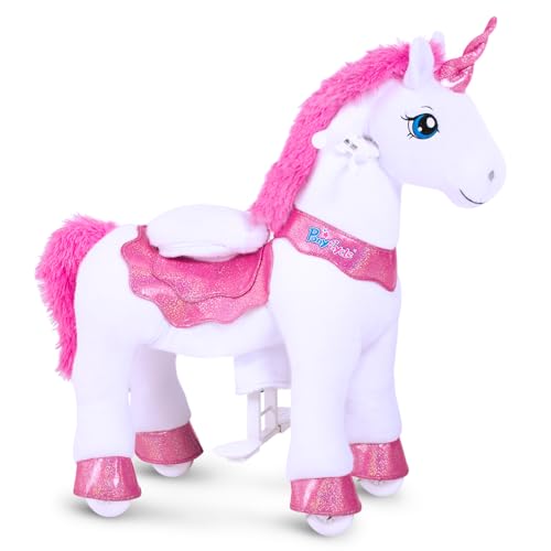 PonyCycle Essentiell Modell E Reitpony Spielzeug, Einhorn Spielzeug (mit Bremse/Größe 3 für 3-5 Jahre), Schaukelpferd Spielzeug Rosa Einhorn - E312 von PonyCycle