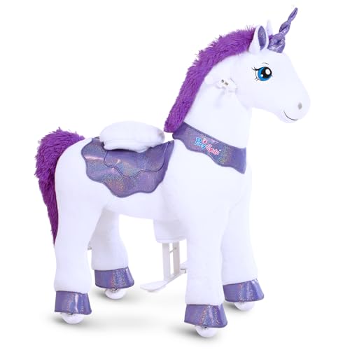 PonyCycle Essentiell Modell E Reitspielzeug für Kinder Einhorn Stofftier Spielzeug mit Bremse (Lila/Größe 4 für Alter 4-7) Plüschtier Spieleinhorn zum Reiten - E413 von PonyCycle