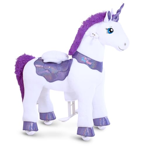 PonyCycle Essentiell Modell E Reitspielzeug für Kinder Einhorn Stofftier Spielzeug mit Bremse (Lila/Größe 4 für Alter 4-8) Plüschtier Spieleinhorn zum Reiten - E413 von PonyCycle